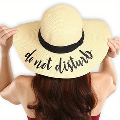 Always On Vacay Sun Hat Classic Letter Embroidery Wide Brim Straw Hat