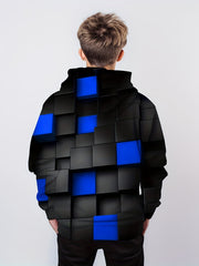 Geometric 3D Print Boys Casual Hooded Sweatshirt Spring Fall Kids Hoodie