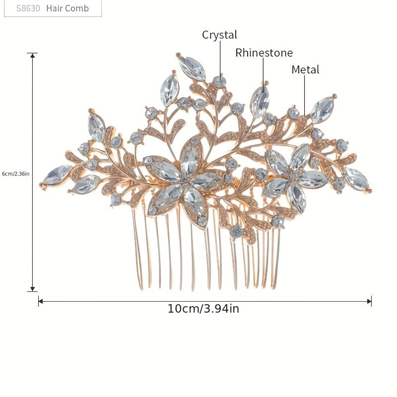 Crystal Floral Hair Comb Head Jewelry Bridal Wedding Hair Accessories