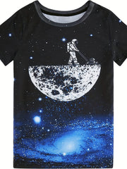 Galactic Adventure Boy's T Shirt 3D Print Active Stretch Tee