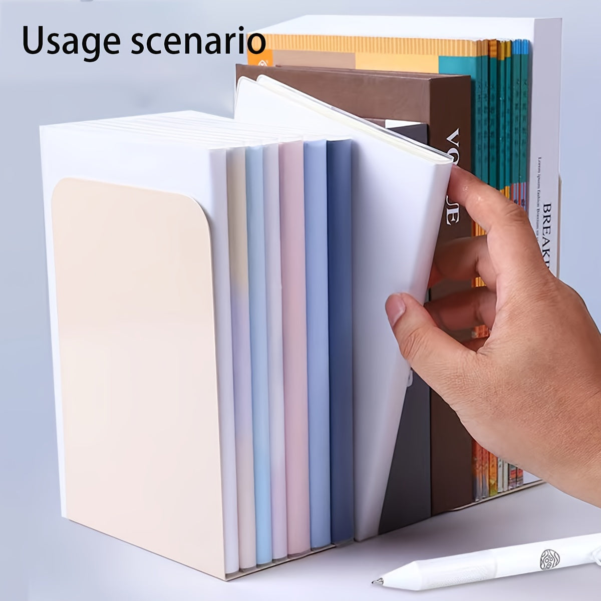 Metal Bookshelf Desktop Storage Rack L-shaped
