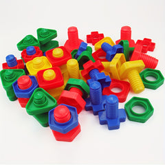 16pc Plastic Screw & Nut Building Blocks Set Puzzle Toy for Kids