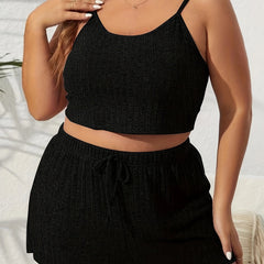 Striped Cami Top & Drawstring Shorts Lounge Set