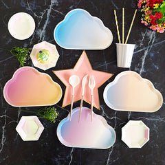 8pcs Rainbow Cloud Disposable Paper Plates for Parties & Weddings