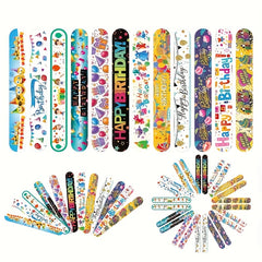 24pcs Happy Birthday Slap Bracelets Quick Snap Bands Party Favors for Kids Teens