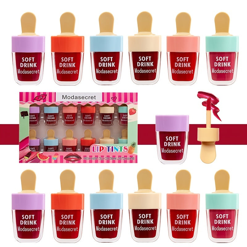 12 Pack Ice Cream Matte Lip Gloss Set Waterproof Long Lasting Lipstick Kit