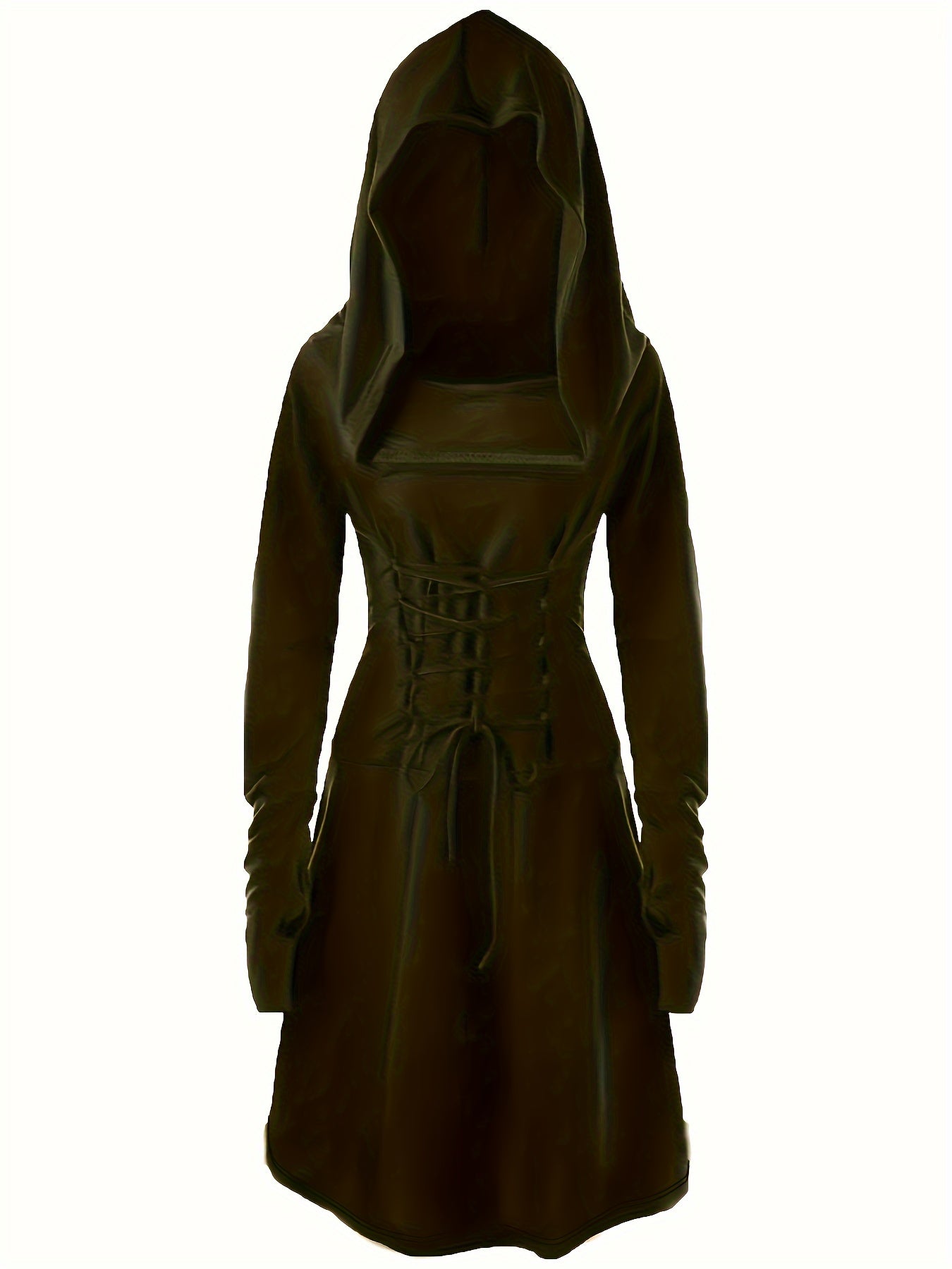 Gothic Lace Up Long Sleeve Hooded Dress