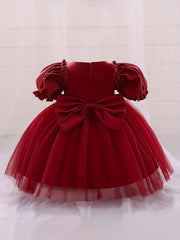 Toddler Princess Dress with Bow for 1st Birthday Party