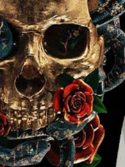 Skull Rose Print Shorts Men's Casual Elastic Waist Summer Shorts