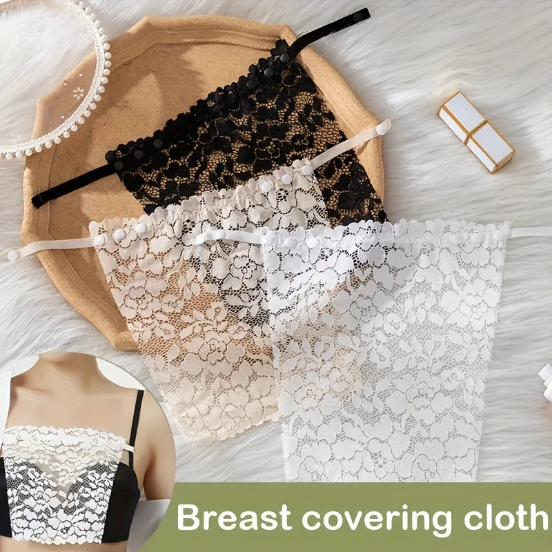 3pcs Floral Lace Chest Cover Anti Peep Shield Pads Lingerie Accessories