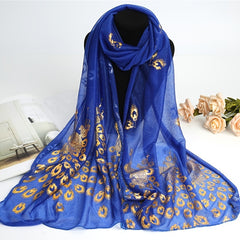 Hot Stamping Peacock Pattern Scarf Solid Scarf Womens Winter Scarf Soft Scarf