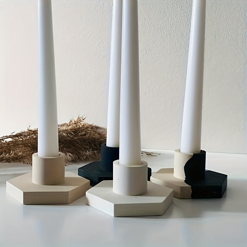 DIY Cement Hexagon Candle Holder Silicone Mold for Concrete Plaster Clay