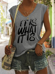 Letter Graphic Tank Top For Women Summer V Neck Sports Casual Tank Top