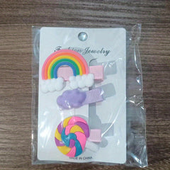 3pcs Cartoon Rainbow Cloud Lollipop Hair Clips for Baby Girls