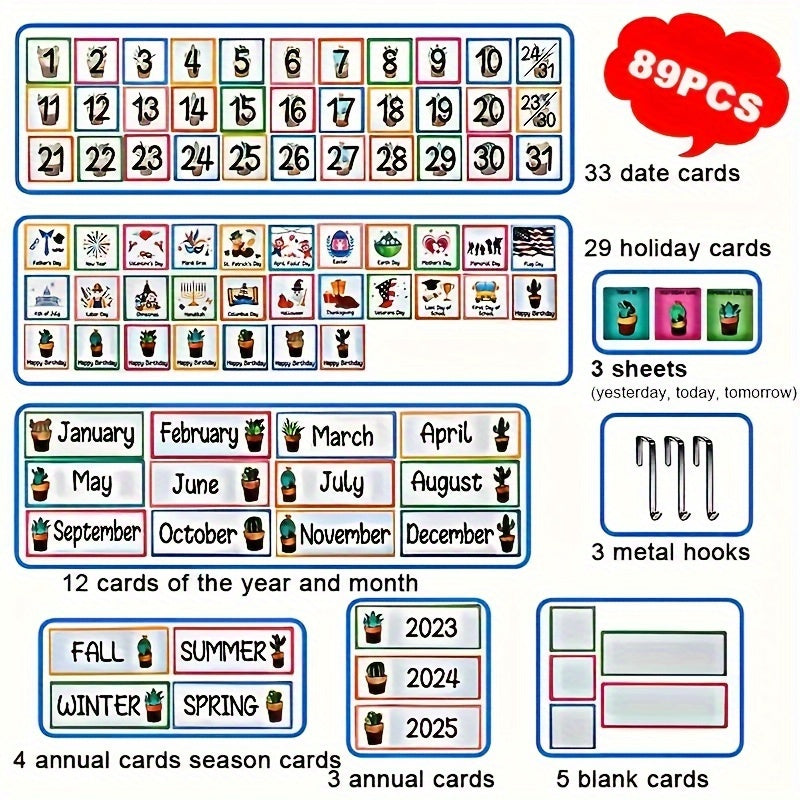 Cartoon Wall Calendar Learning Teaching Props Classroom Supplies