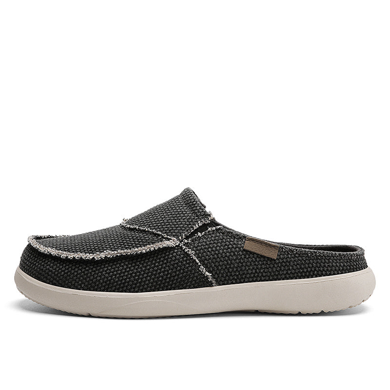 Men's Canvas Slip On Mules Lightweight Comfortable Open Back Shoes