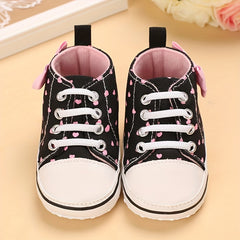 Heart Printed Lightweight Skate Shoes for Baby Girls, Non-slip Toddler Shoes