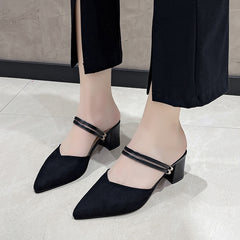 Chunky Heeled Pumps Double Strap Sandals