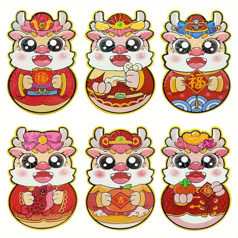 6pcs Spring Zodiac Cartoon 3D Red Envelope