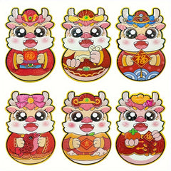6pcs Spring Zodiac Cartoon 3D Red Envelope