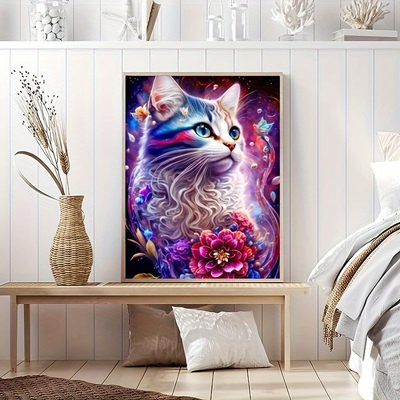 DIY Flower Word Cat Diamond Painting Kit