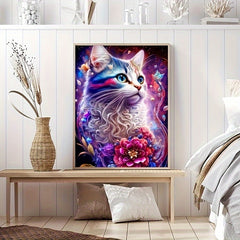 DIY Flower Word Cat Diamond Painting Kit