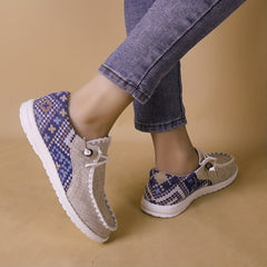 Women's Lace Up Low Board Shoes Lightweight Slip on Casual Flat Shoes