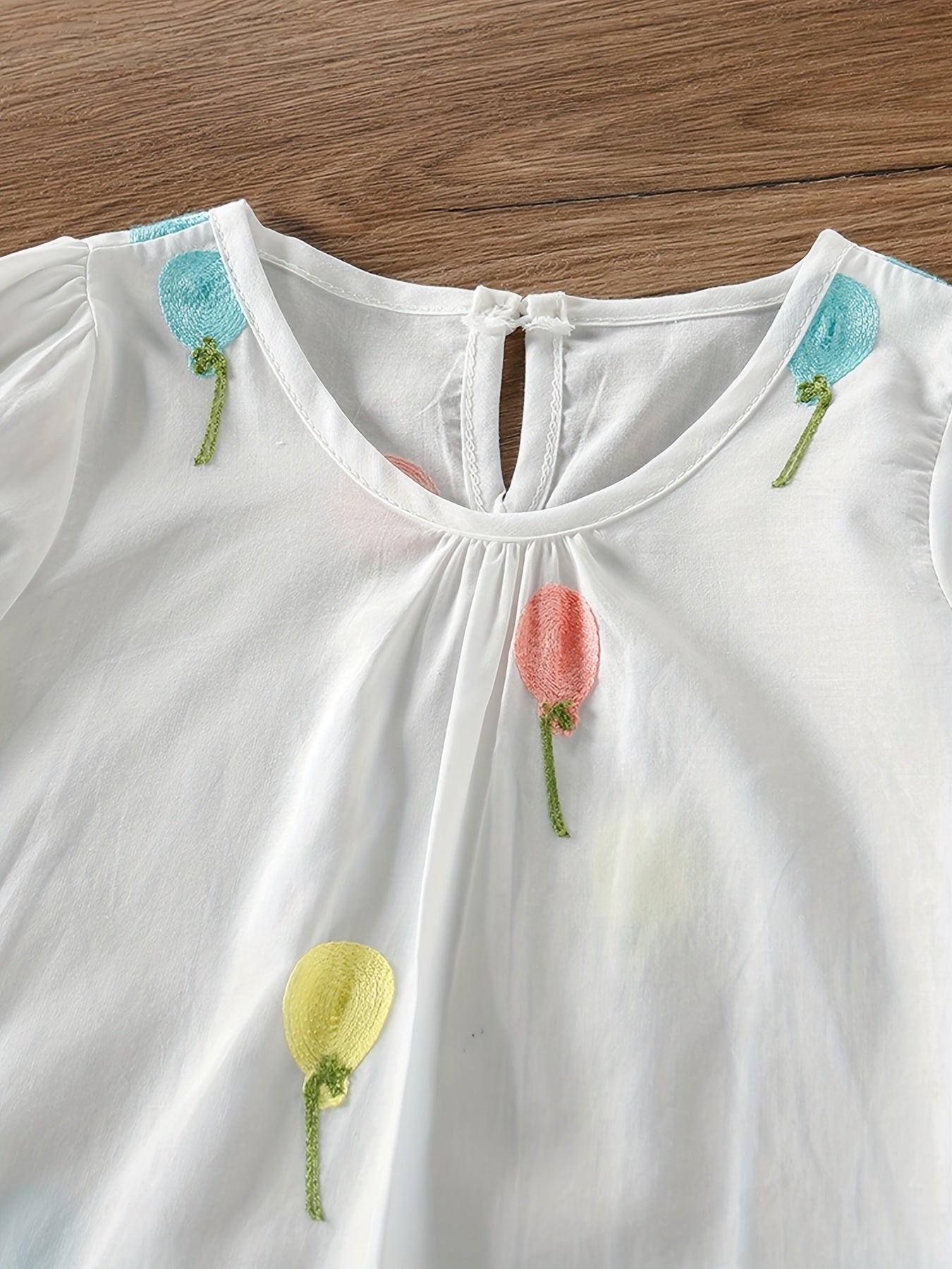 Toddler Girls Colorful Balloon Embroidery Blouse Shirt