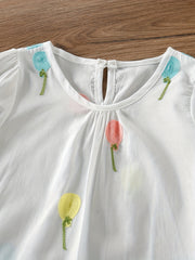 Toddler Girls Colorful Balloon Embroidery Blouse Shirt