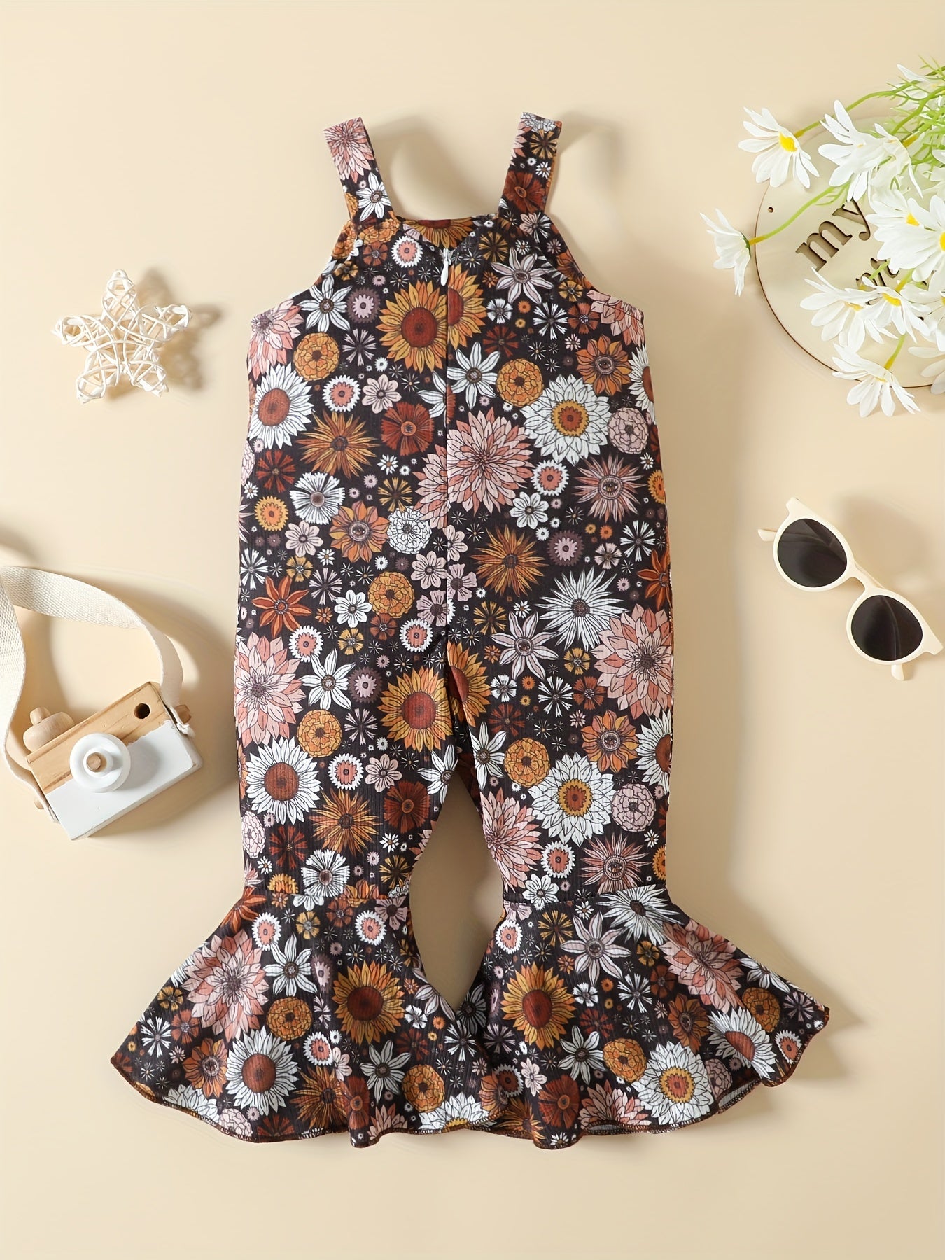 Girls Floral Print Loose Fit Jumpsuit for Kids