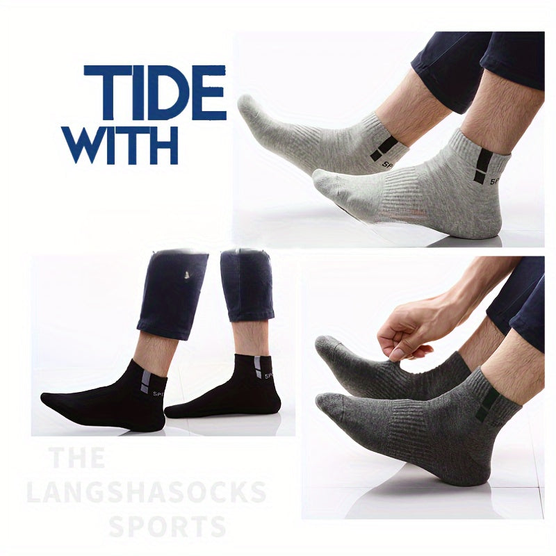 Men's Solid Crew Socks Soft Breathable Casual Socks for Outdoor Activities