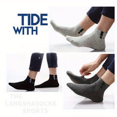 Men's Solid Crew Socks Soft Breathable Casual Socks for Outdoor Activities