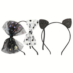 3pcs Halloween Cat Ears Head Hoop Girls Hair Accessories