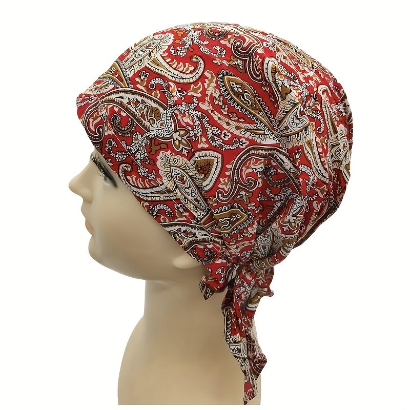 Paisley Print Bandana Casual Hijab Turban Cap Elastic Lightweight Beani