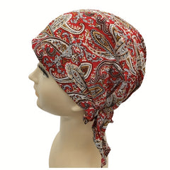 Paisley Print Bandana Casual Hijab Turban Cap Elastic Lightweight Beani