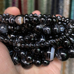 Striped Agate Stone Beads 4-12mm Loose Beads for Bracelet Necklace Making