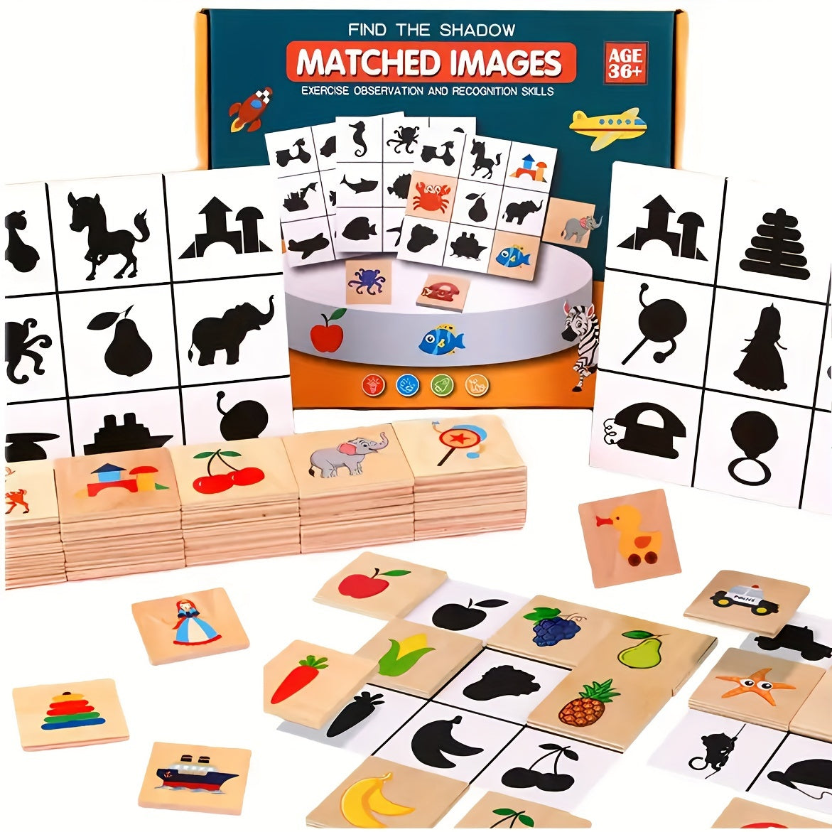 55pcs Matching Puzzle Game Animal Fruit Traffic Early Educational Toys