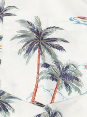 Men's Palm Tree Print Hawaiian Shirt Button Up Short Sleeve