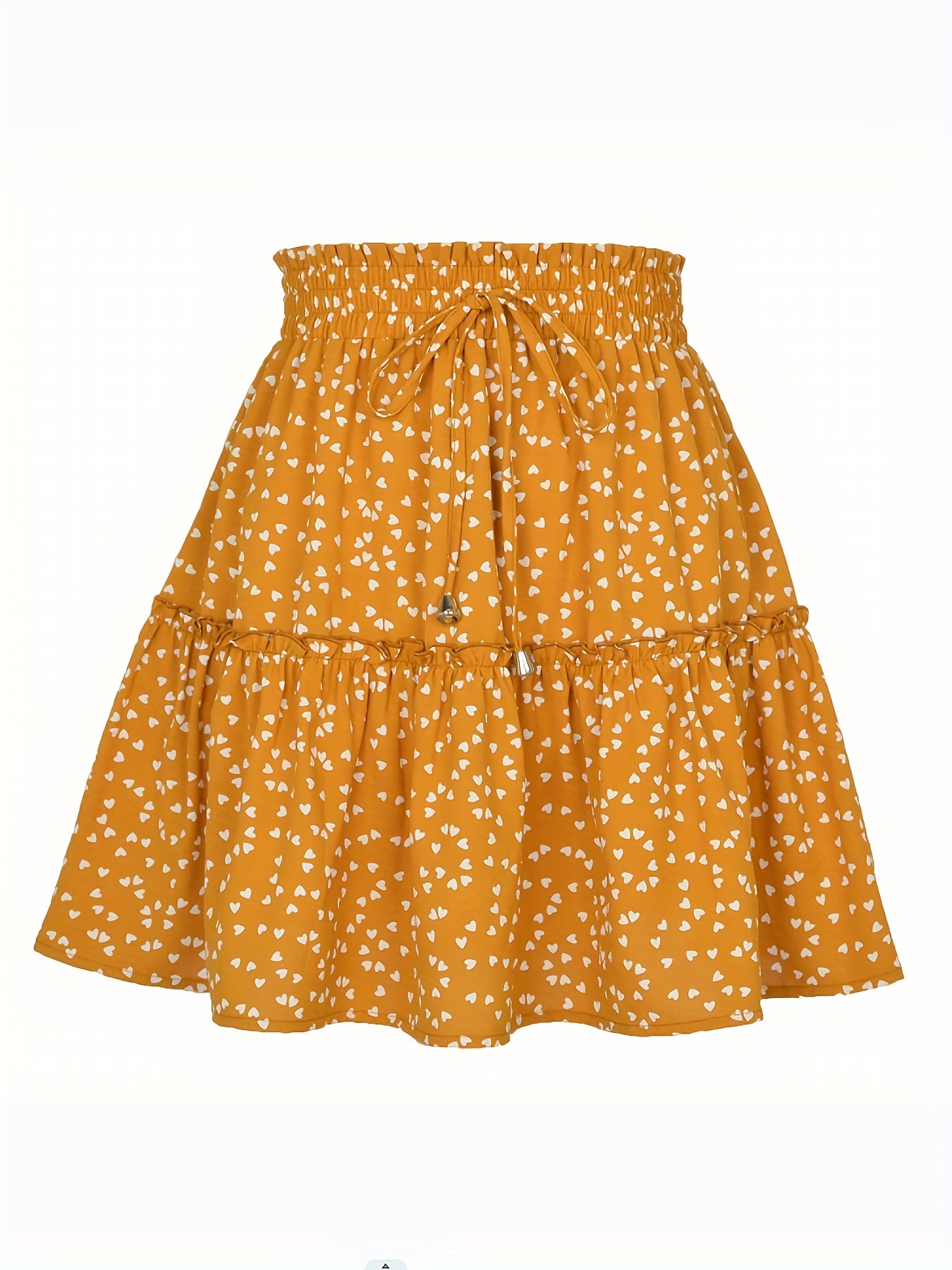 Drawstring Waist Mini Tiered Skirt Floral Print Vacation Casual Layered Skirt