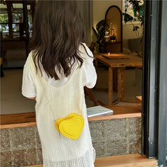 Girls Heart Shape Shoulder Bag Crossbody Bag Chain Solid Messenger Bag Coin Purs