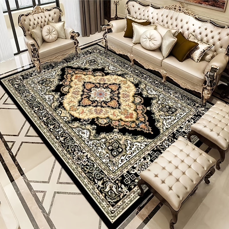 Oriental Floral Area Rug Soft Velvet Non Slip TPR Base