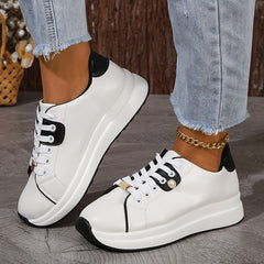 Pearl & Metal Decor Thick Sole Skate Shoes