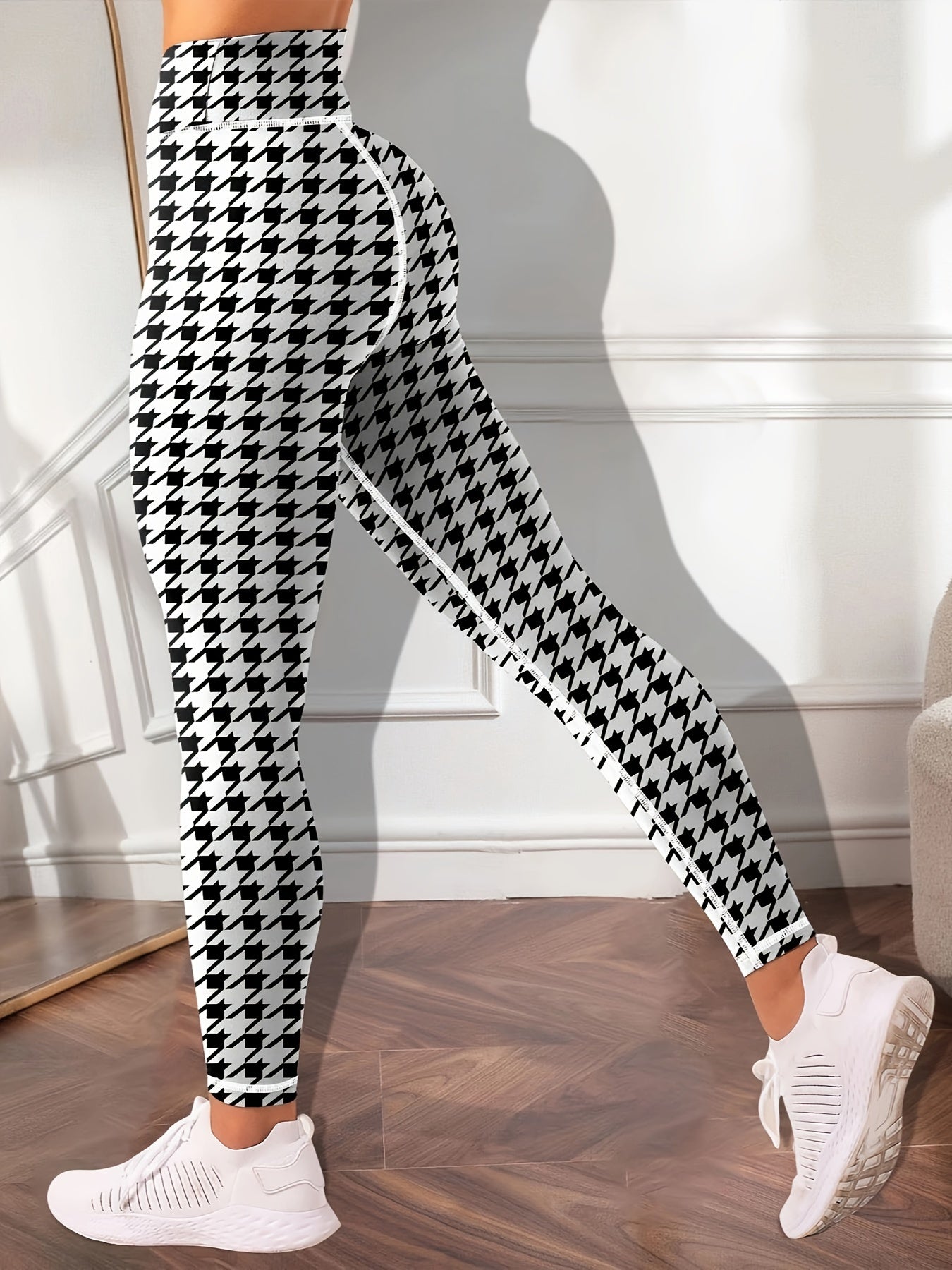 Houndstooth Pattern Yoga Workout Pants for Women