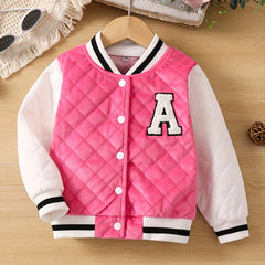 Girl's Block Letter Embroidery Varsity Jacket