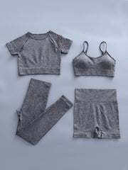 4-Piece Seamless Yoga Clothes Set High Waist Fitness & Tops