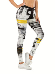 Sexy Stripe Print Leggings High Waist Slim Leggings Women's Clothing