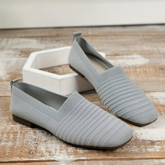 Women's Knitted Flat Shoes Soft Sole Slip-On Casual Non Slip Flats
