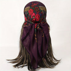 Boho Flower Print Bandana Vintage Scarf Classic Neckerchief