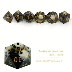 7pcs Resin Skull Dice Set Mini Dice With Golden Number