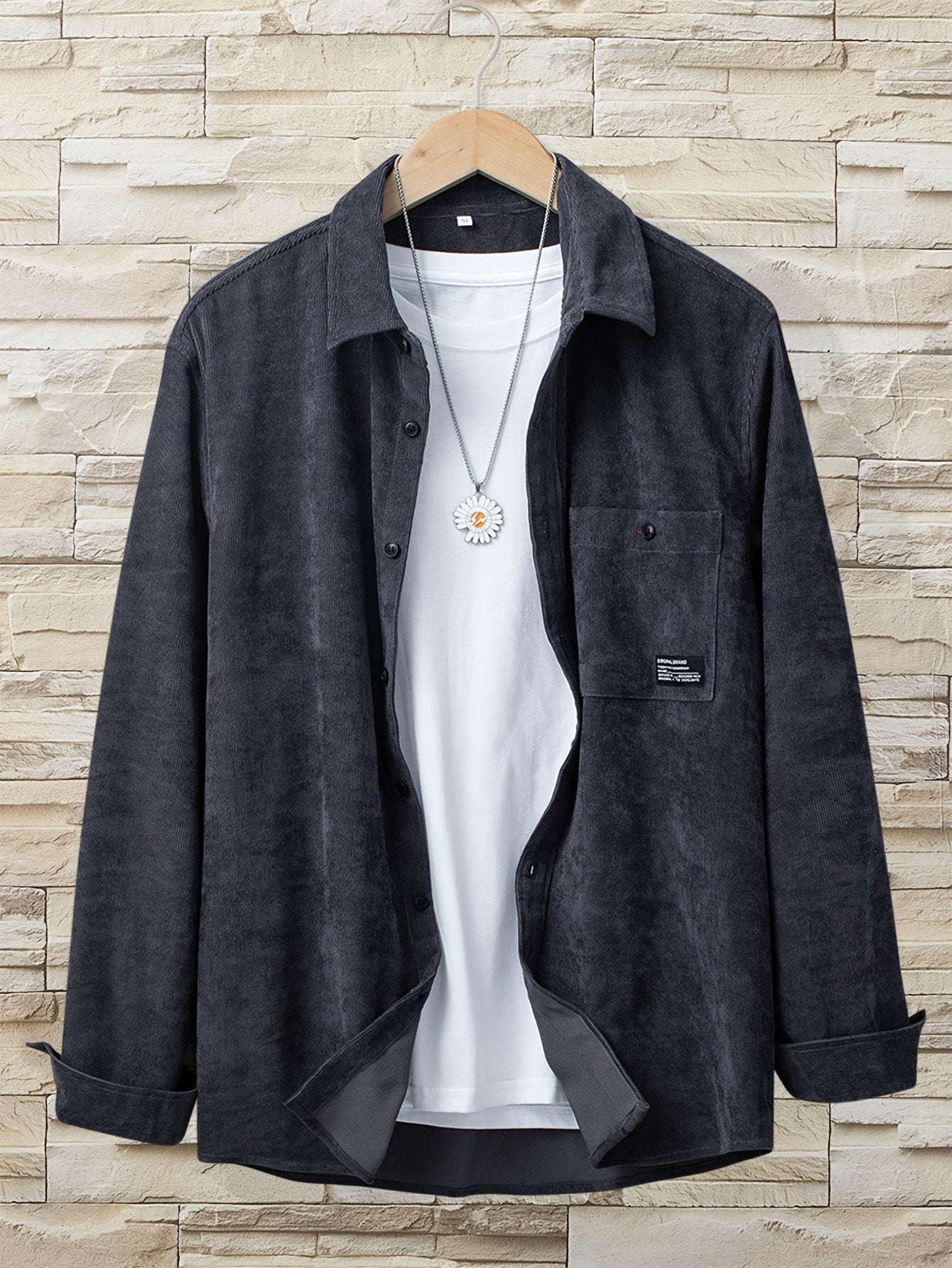 Men's Casual Long Sleeve Button Up Shirt With Pocket